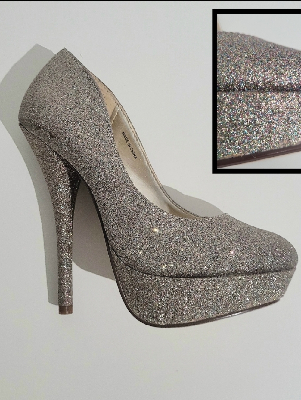 BRAND NEW! - Gold Glitter Platform Stiletto Heels